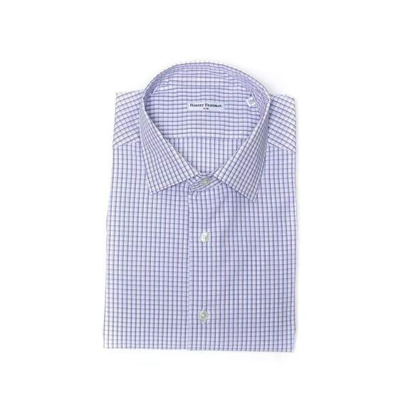 Robert Friedman Slim Fit Dress Shirt Checked Pattern Men Burgundy Shirts